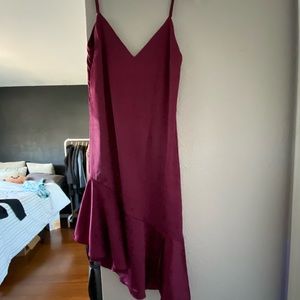 Lulus Wine Red Satin Dress